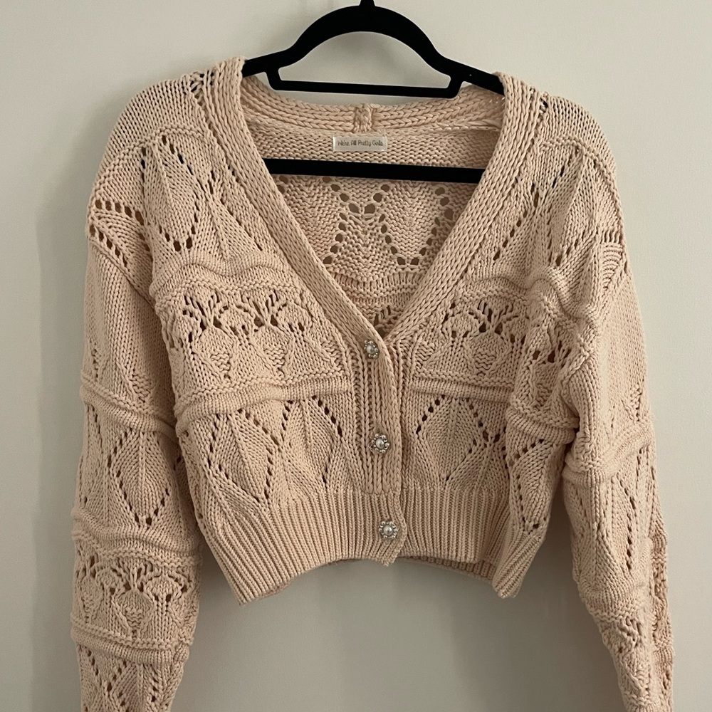 V-Neck Sweater with Pearl Buttons
